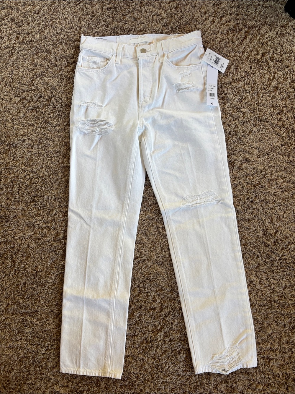Joe's Jeans Women's White The Scout Mid-Rise Slim Boyfriend Jeans Size 25 $198